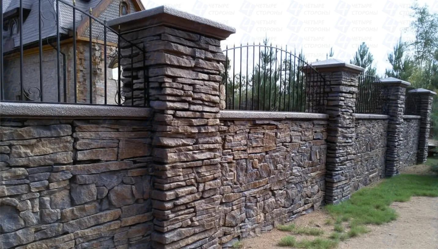 Бутовый забор Люкс из гранита, шахматная кладка, морозостойкий