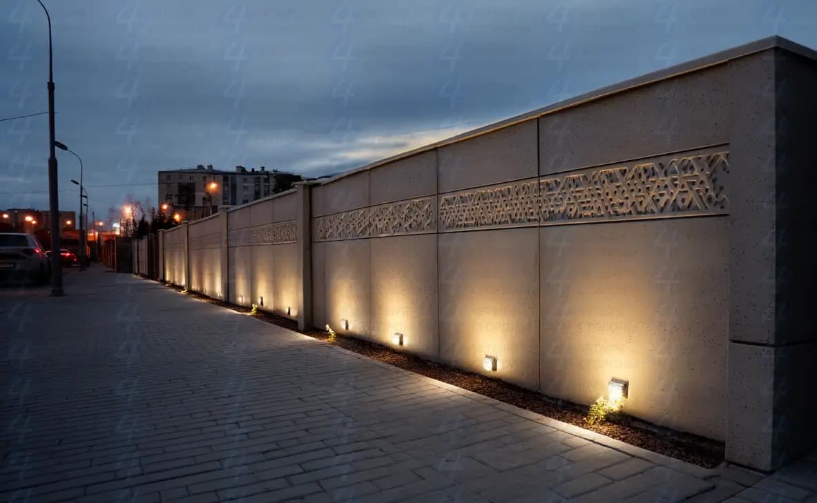 Светящийся бетонный забор (М350 + светонакопители, гравировка)