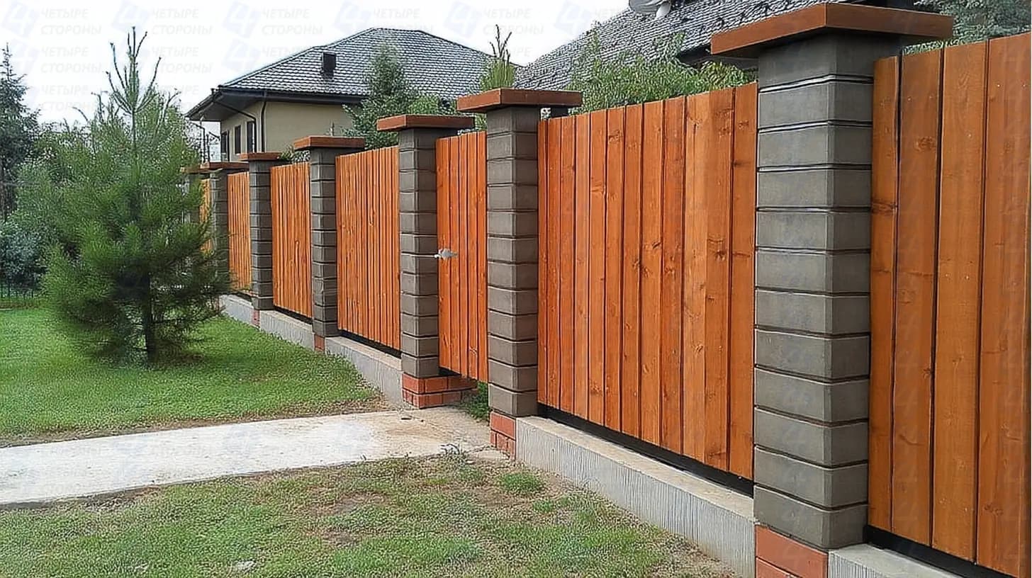 Деревянный забор-штакетник для дачи из сосны с защитой антисептиком и маслом