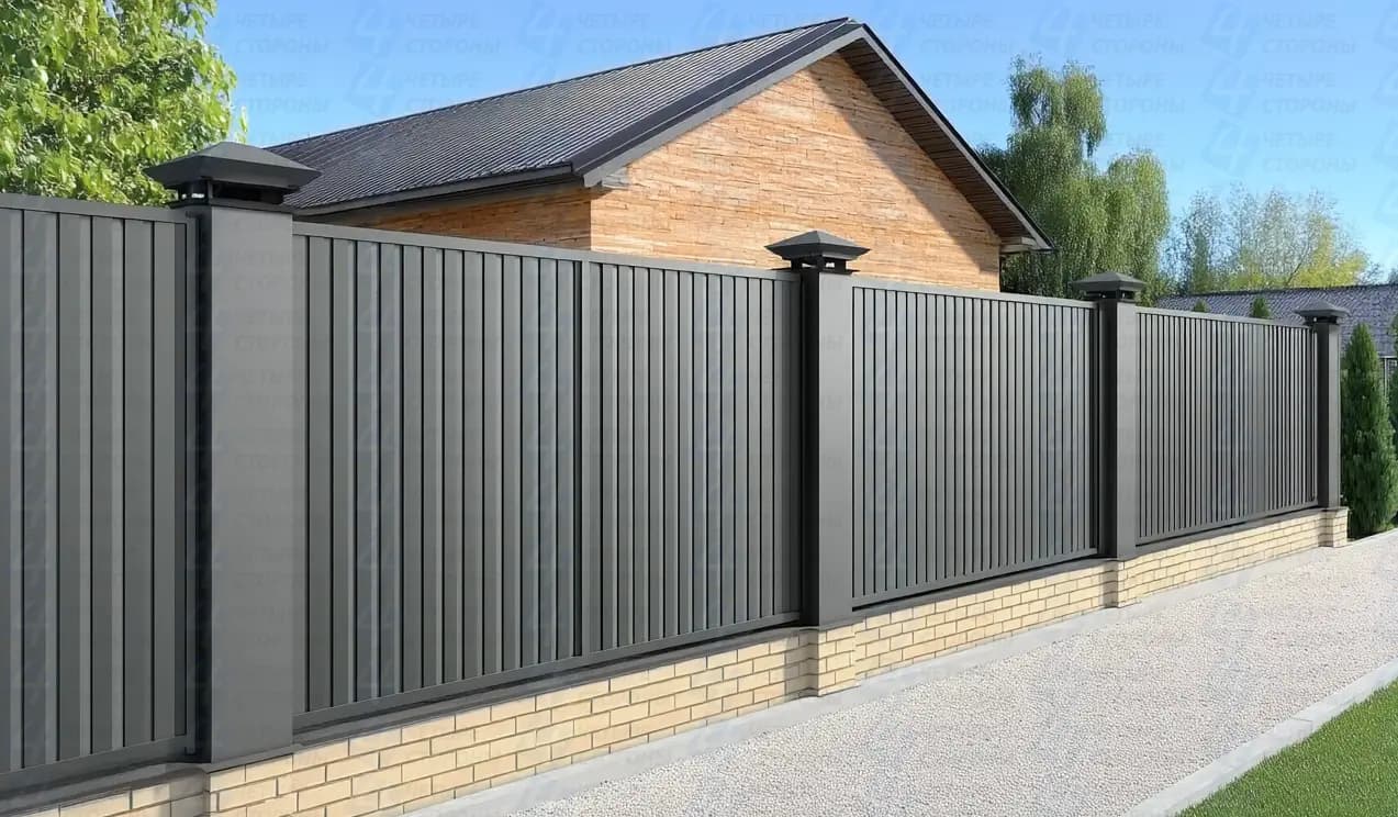 Забор для дачи из металлического евроштакетника