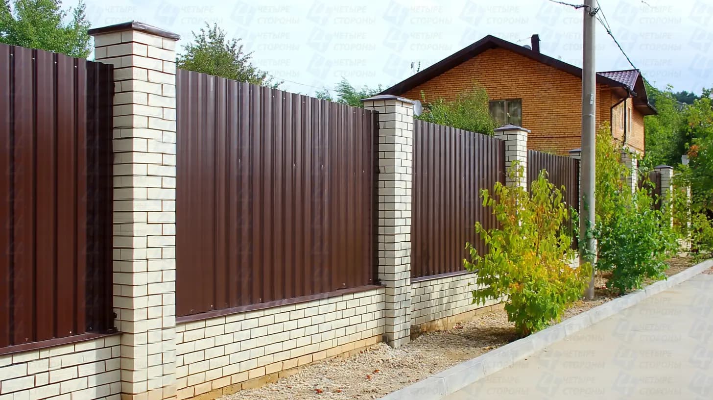 Двусторонний забор из профнастила с полимерным покрытием