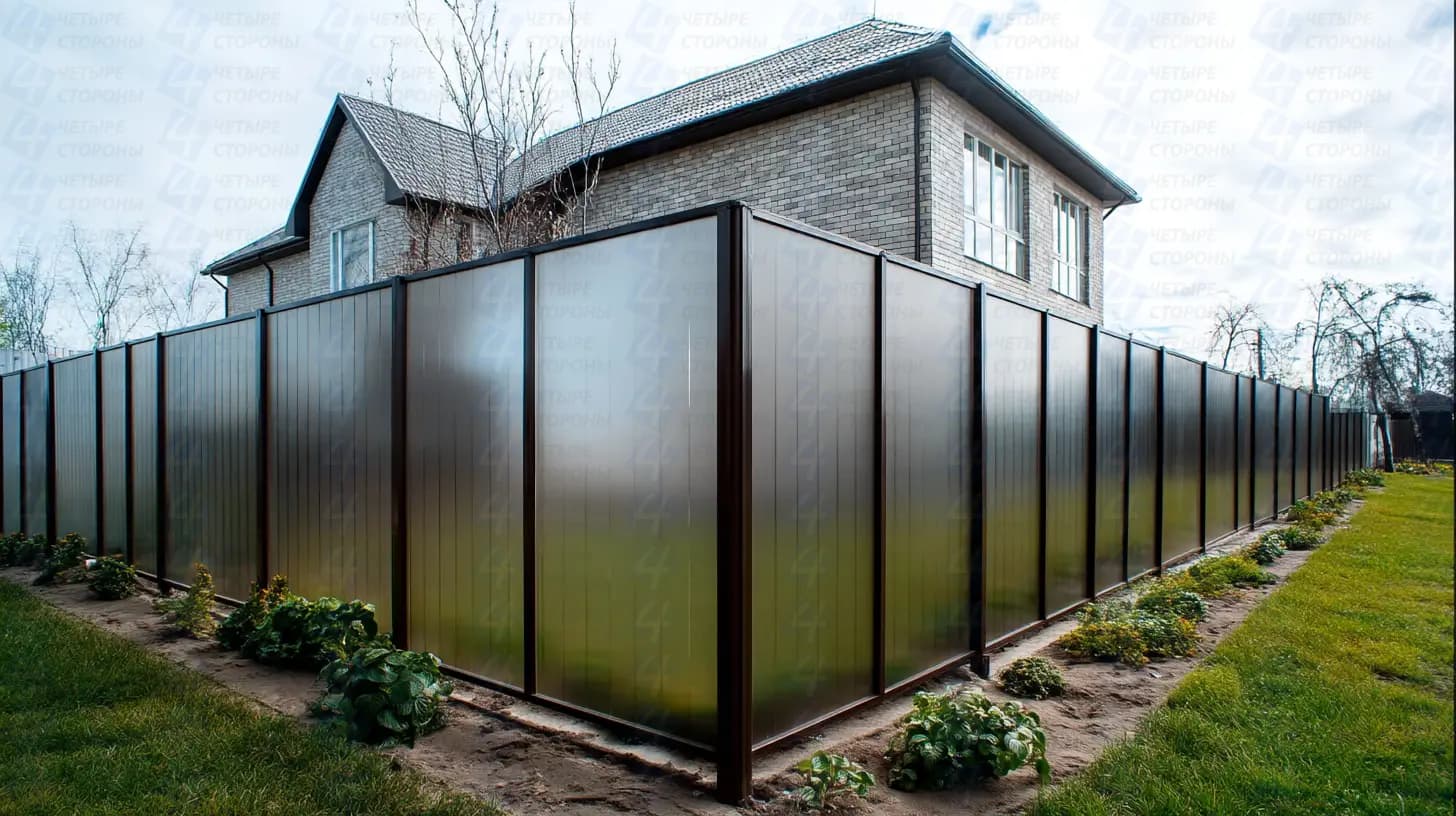 Двусторонний забор из сетки Рабицы в стальном каркасе