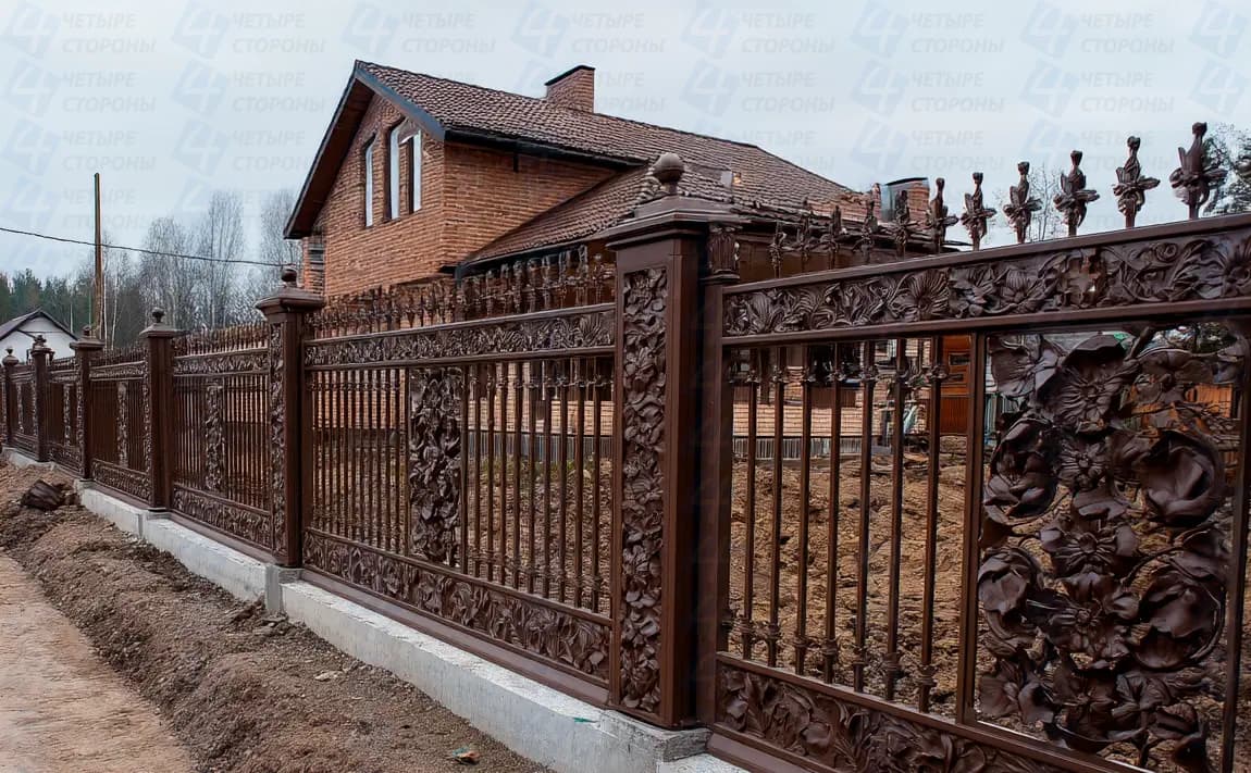 Антивандальный кованый забор (8 мм, горячая ковка, защита)