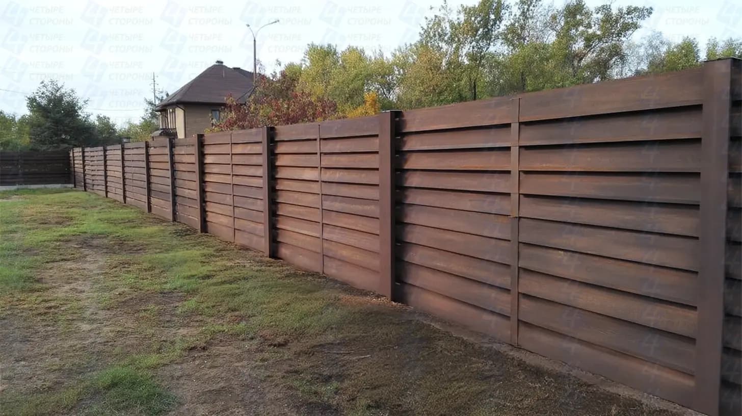 Усиленный горизонтальный евроштакетник для ветреных районов