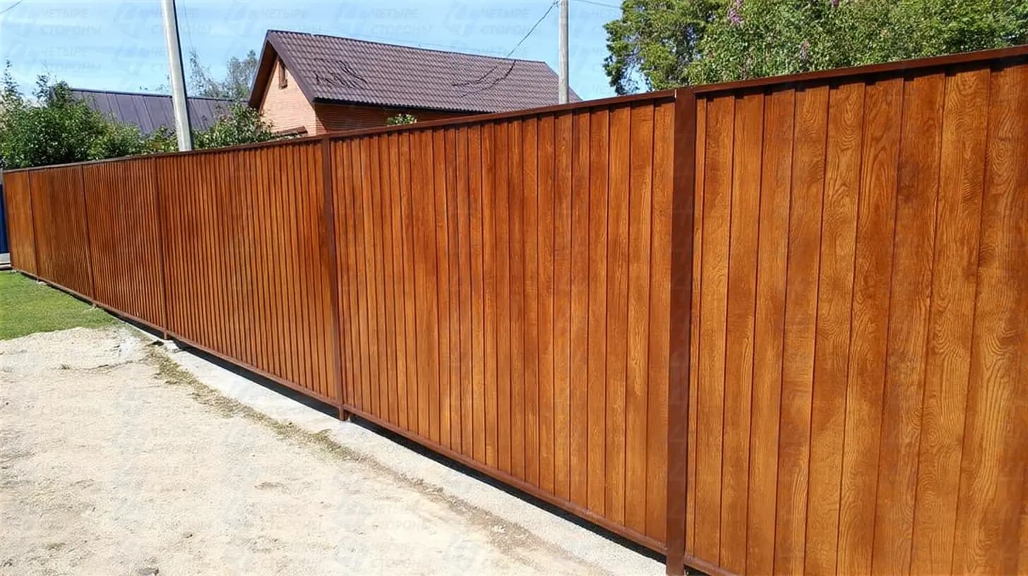 Металлический забор стиль под дерево