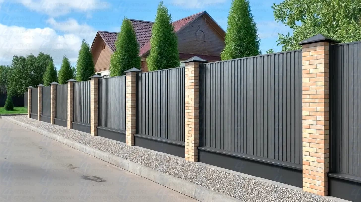 Забор из профнастила под ключ, покрытие полиэстер