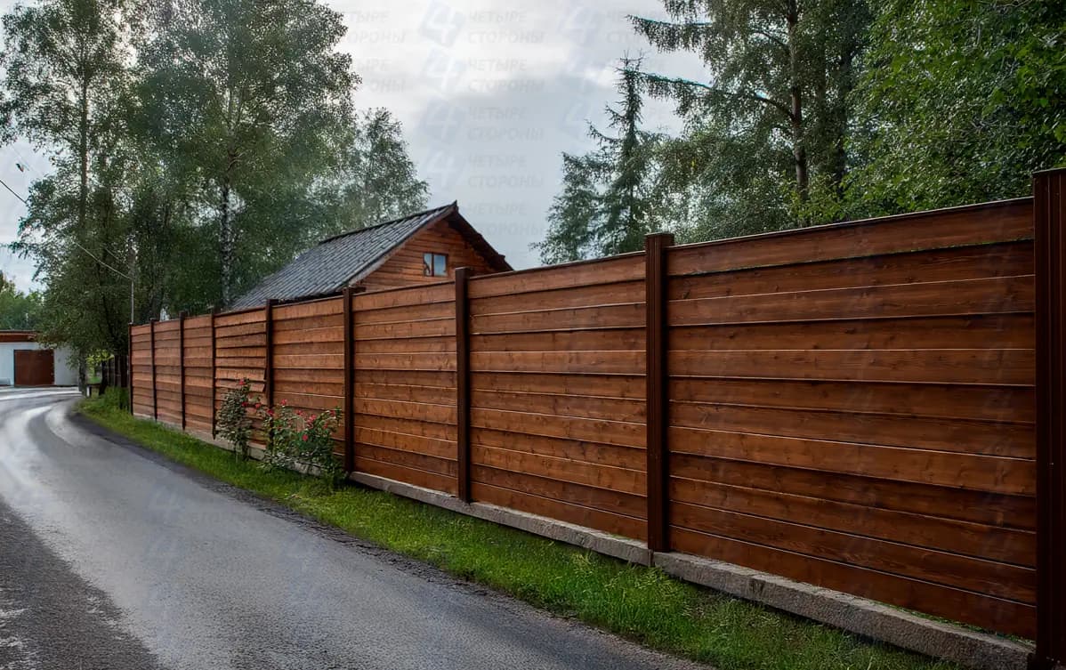 Забор Ранчо из лиственницы (30×200 мм, масло + УФ-защита)