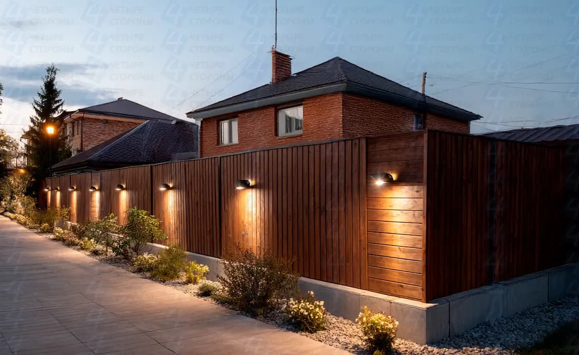 Светящийся забор Ранчо (лиственница + LED-подсветка)