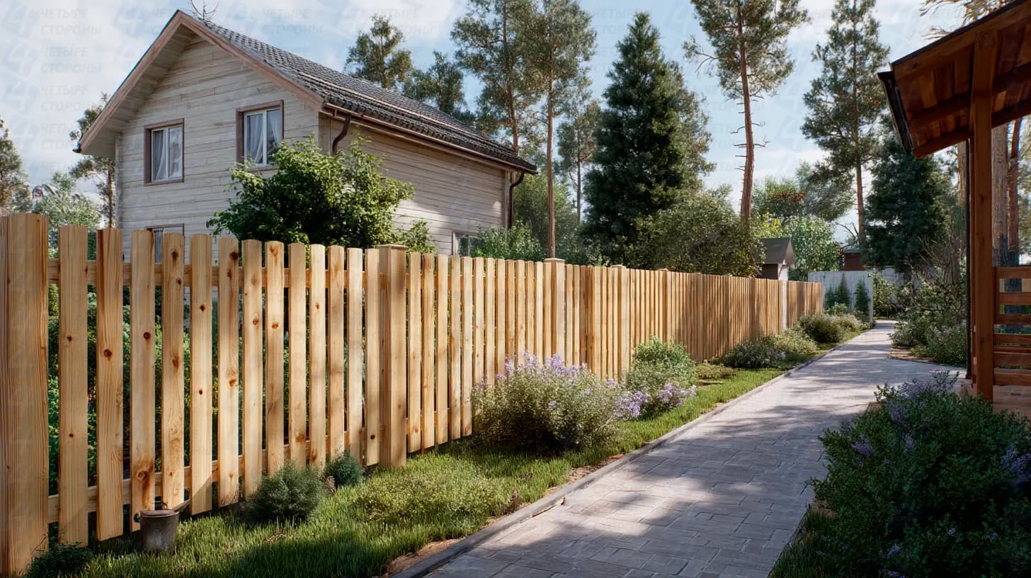 Экономичный деревянный забор (сосна, базовый антисептик)